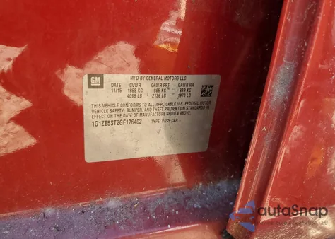 2016 Chevrolet Malibu Lt from USA, damaged, VIN 1G1ZE5ST2GF176402